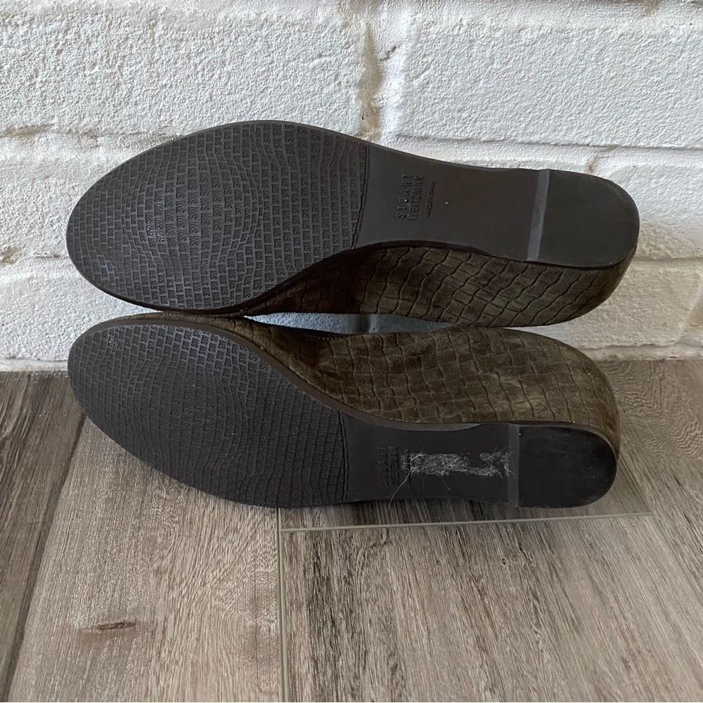 Stuart Weitzman Green Leather Wedge Heels Shoes Women’s Size 9 N - Picture 6 of 9